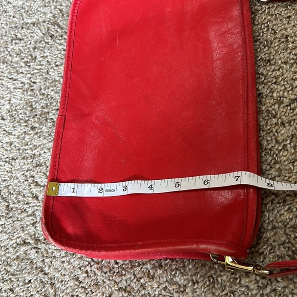 Genuine Leather Red Crossbody Vintage Basic Bag Made in Hong Kong Women’s Travel - Picture 15 of 16